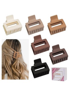 cobinaan Medium Claw Hair Clips for Women Girls, 2" Matte Rectangle Small Hair Claw Clips for Thin/Medium Thick Hair, Hair Jaw Clips Nonslip Clips (Warm color)  - Image 1