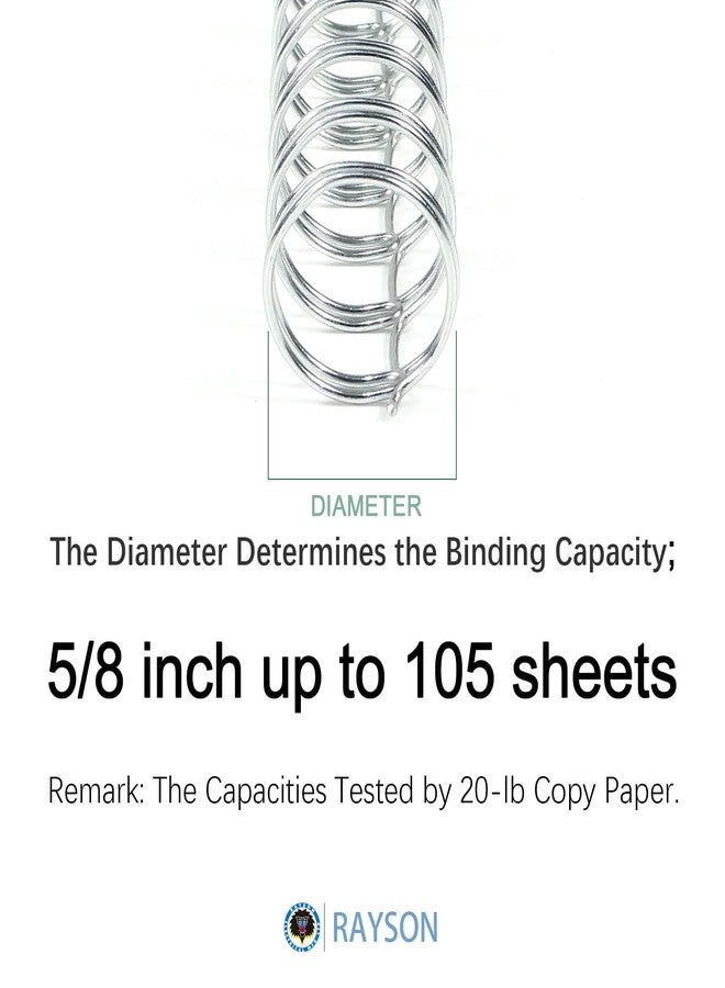 RAYSON Binding Wire Spines, 5/8 Inch, 2:1 Pitch Double Loop Binding Wires Capacity 145 Sheets, 21-Loops for Letter Size Paper, Silver Wire Binding Spiral Pack of 50 - Image 3