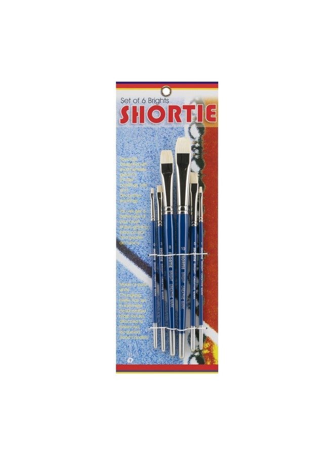 كرييتف مارك مجموعة فرش الرسم ذات المقبض القصير اللامع من Creative Mark، مكونة من 6 قطع، مثالية للرسم بالزيت والألكيد، والسفر وورش العمل - Image 1