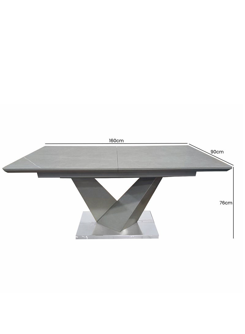 VANITY LIVING Modern Rectangular Dining Table, Grey Sintered Stone Extendable Top, Breakfast Dinner Kitchen Table with Sturdy Stainless Steel Base  - Image 5