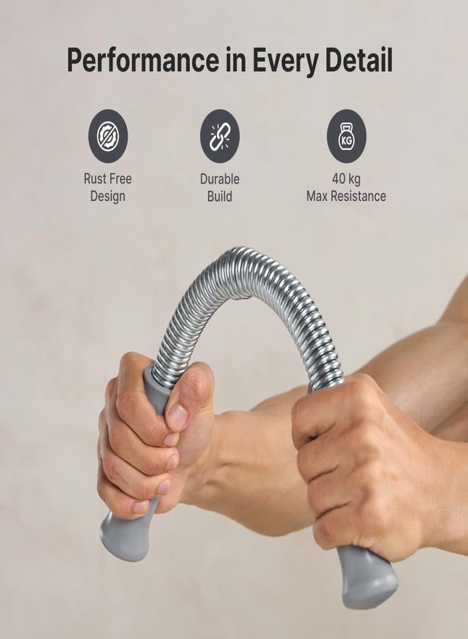 Cult Power Twistor Bar Hand Grip Strengthener - Upper Body Exercise Tool for Arms, Wrists, Chest & Shoulders - Adjustable Resistance upto 40kg for Strength Training - Image 4