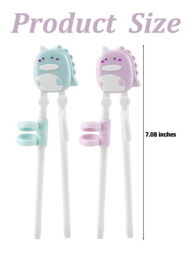 2 Pairs Cute Dinosaur Kids Training Chopsticks, Reusable BPA-Free Beginner Chopsticks with Storage Box for Toddlers Gift - Image 4