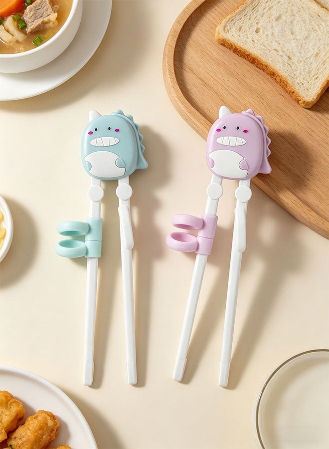 2 Pairs Cute Dinosaur Kids Training Chopsticks, Reusable BPA-Free Beginner Chopsticks with Storage Box for Toddlers Gift - Image 5