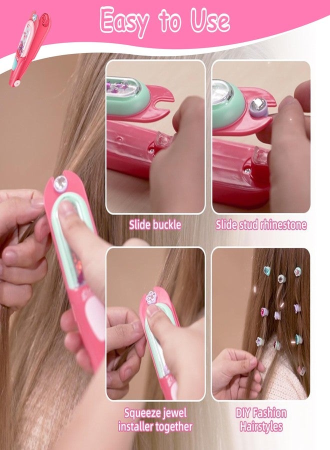 Gosuoa Hair Gem Stamper with 100 Pcs Mini Hair Elastics, Bling Hair Jewels for Girls Toys, Hair Bedazzler Toys for Girls 3-12 - Image 3
