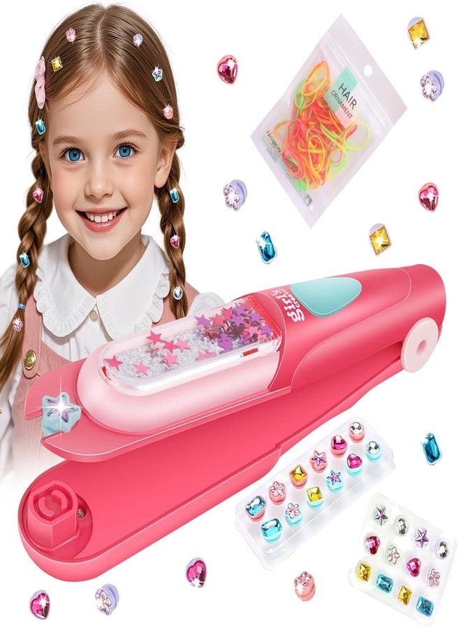 Gosuoa Hair Gem Stamper with 100 Pcs Mini Hair Elastics, Bling Hair Jewels for Girls Toys, Hair Bedazzler Toys for Girls 3-12 - Image 1