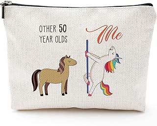 BLUE LEAVES Blue Leaves 50th Birthday Gifts for Women - 1970 Birthday Gifts for Women, 50 Years Old Birthday Gifts Makeup Bag for  - Image 1