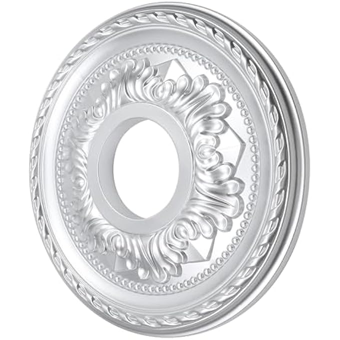 PU CEILING MEDALLION 12"OD X3.5" ID WHITE CHANDELIER MEDALLION ROUND CEILING FAN LIGHTING COVER DECORATIVE CEILING LIGHT MEDALLION RING COVER PLATE FOR LIGHT FIXTURES CEILING DECORATION - Image 1