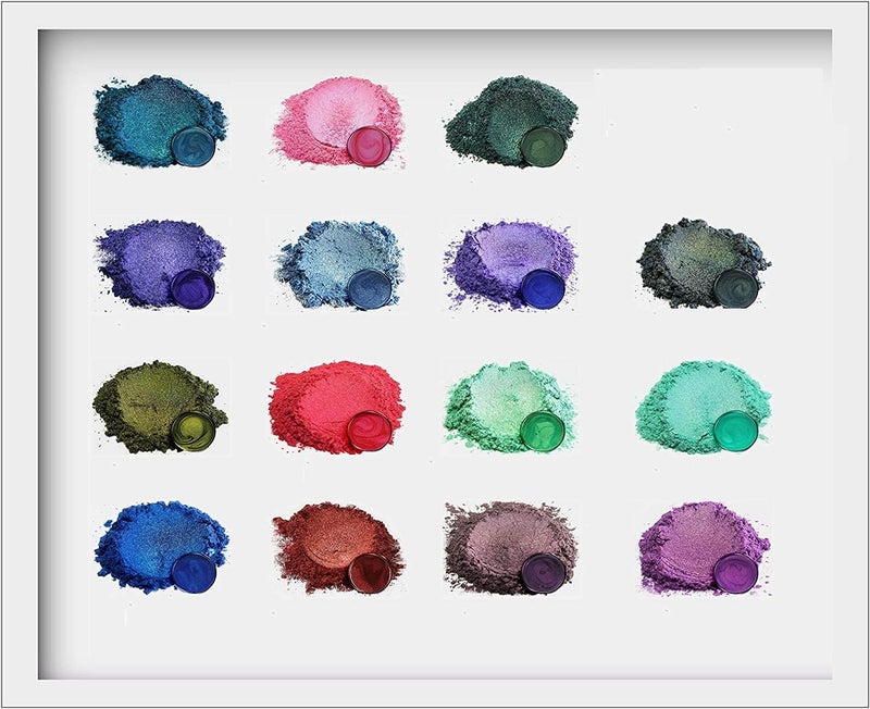 Kedia Minerals Mica Powder for Epoxy Resin Woodworking Candle Making Slime Bath Bombs NonToxic 10 Gm Each Pack of 15 Color - Image 1