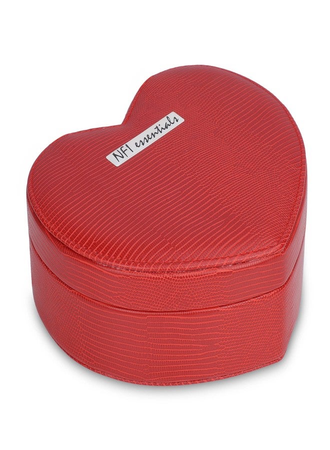 NFI essentials Heart Shape Mini PU Travel Jewelery Storage Box, Small Organizer Display Storage Jewellery Case for Ring, Pendant, Earring, Necklace, Bracelet - Image 2