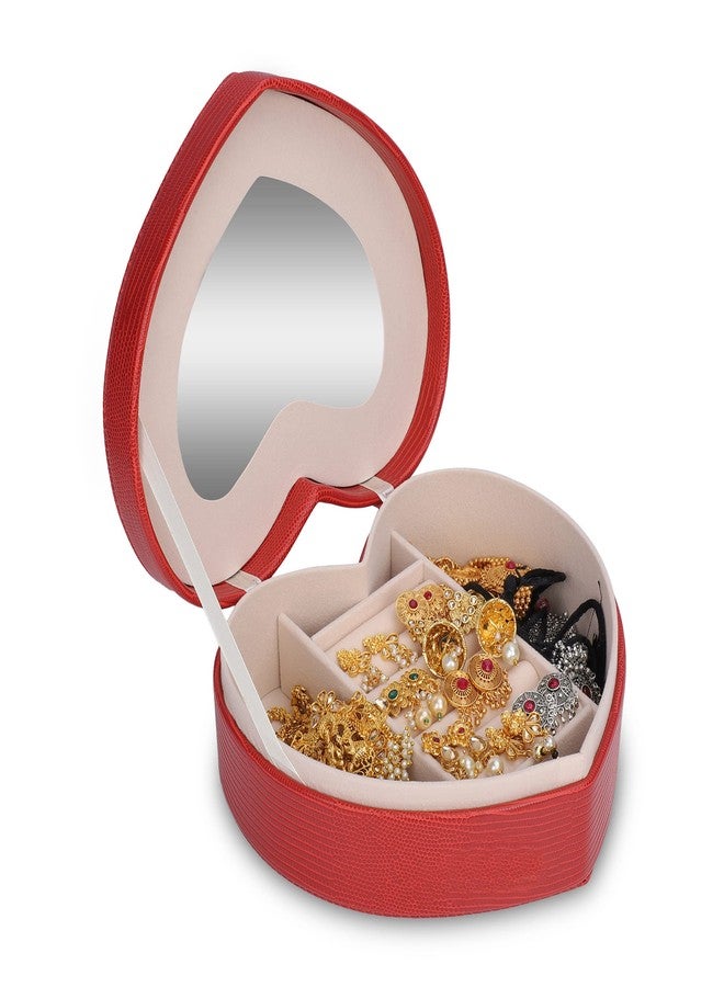 NFI essentials Heart Shape Mini PU Travel Jewelery Storage Box, Small Organizer Display Storage Jewellery Case for Ring, Pendant, Earring, Necklace, Bracelet - Image 3