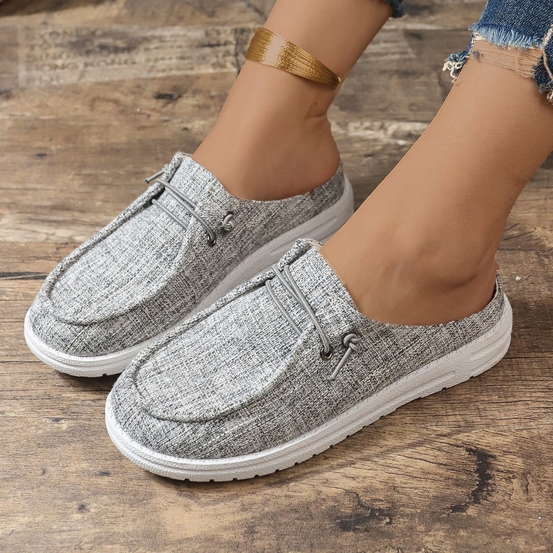 Plus Size Casual Closed Toe Half Slippers Flat Heel Slip-On Half Slippers Delivery - Image 2