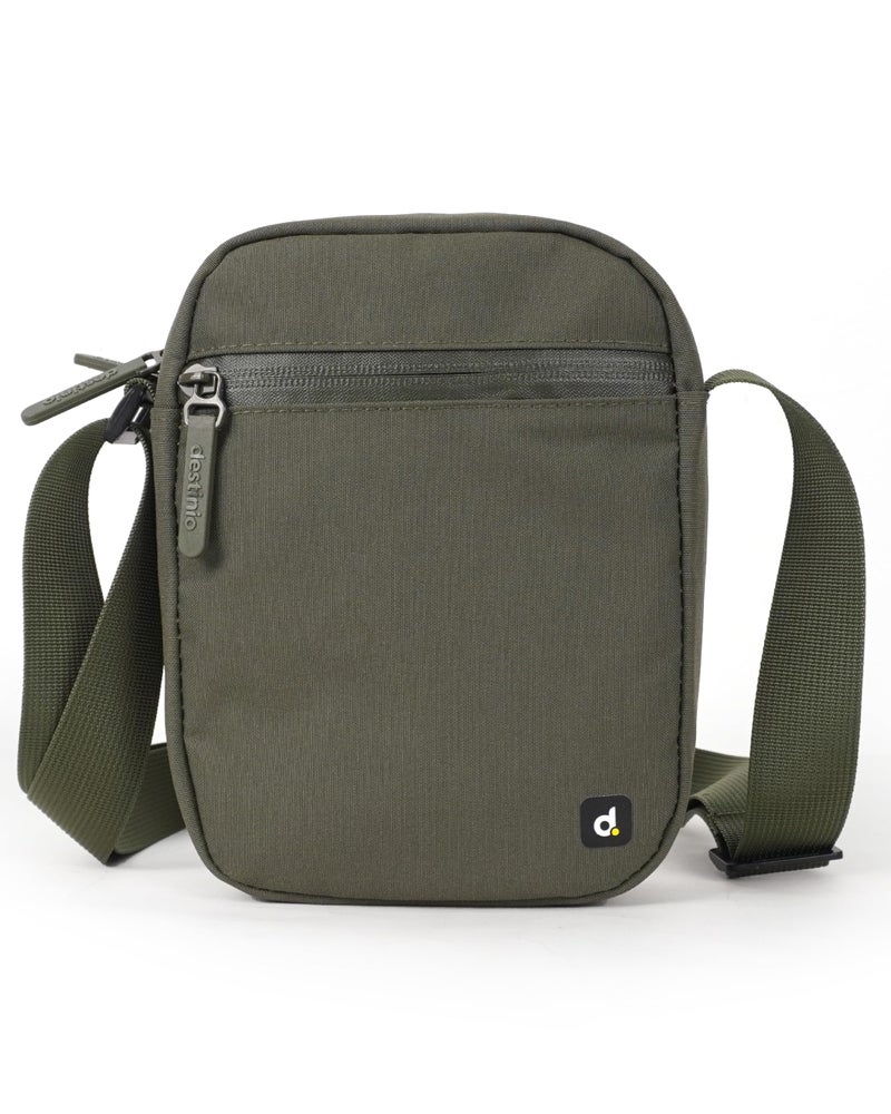 Destinio Small Crossbody Sling Bag for Men and Women - Waterproof Pocket and Zippers, Anti Theft Locking - Stylish Mini Side Bag for Man for Mobile, Passport (Olive Green, Small) - Image 1