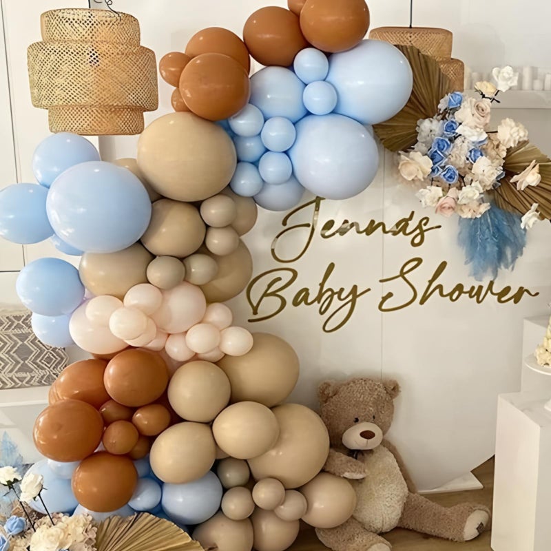 Paeyeq Blue Brown Balloons Dusty Blue Brown Cream Balloons For Bear Birthday Decorations 12Inch Tan Beige Nude Helium Latex Balloon For Arch Baby Shower Boy Kids Party Supplies Wedding Decor - Image 5