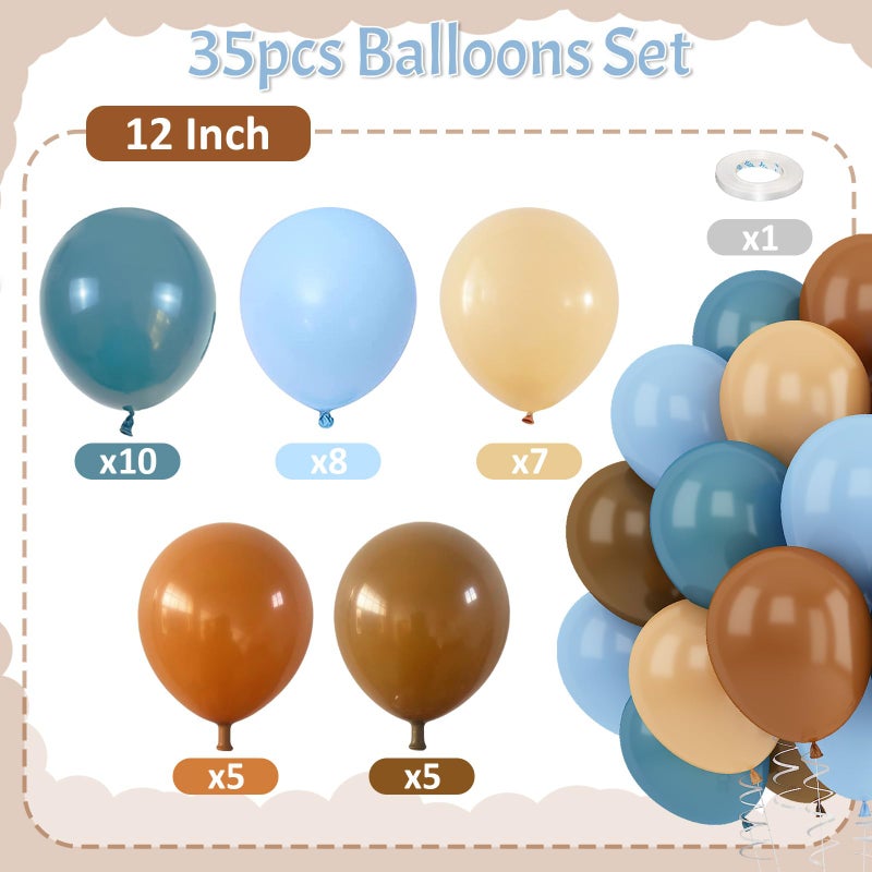 Paeyeq Blue Brown Balloons Dusty Blue Brown Cream Balloons For Bear Birthday Decorations 12Inch Tan Beige Nude Helium Latex Balloon For Arch Baby Shower Boy Kids Party Supplies Wedding Decor - Image 4