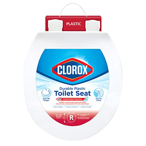 Clorox Round Beveled Plastic Toilet Seat with EasyOff Hinges WiggleFree Design - Image 1