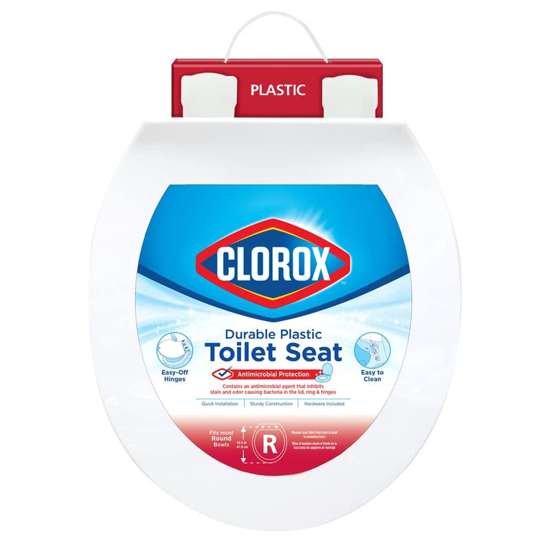 Clorox Round Beveled Plastic Toilet Seat with EasyOff Hinges WiggleFree Design - Image 2