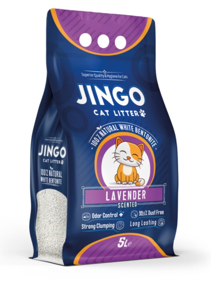 JINGO Cat Litter 5L With Lavender Scent - Turkish Made 