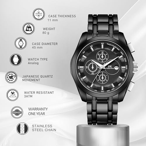 IIK COLLECTION Watch for Man Stainless Steel Chain|Long Battery Life with Long Lasting Polish Water Resistance| Trendy Design| Push Button Lock Durable Watch for Boys - Image 5