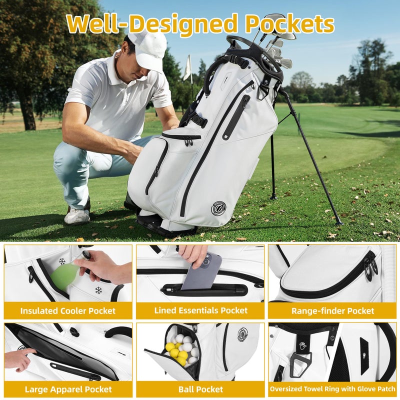 Shopsource 14 Way Golf Stand Bag, Lightweight Golf Bag with Stand for Men Women, Standing Golf Club Bags with Padded Ergonomic Double Strap, Full Length Dividers, Multiple Pockets, Rain Hood - Image 3