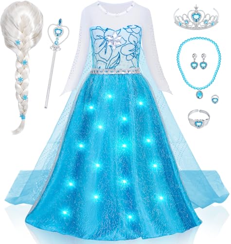 G.C GC Girls Light Up Princess Dress Costume Toddler Princess Dress Up with Cape Kids Wig Crown Wand Toys Halloween Cosplay Birthday Party Gifts - Image 1