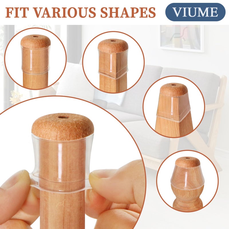 VIUME 24 Pcs Chair Leg Floor Protectors for Hardwood Floors Silicone Covers to Protect Wood Tile Floors Scratches Felt Pads Furniture Leg Caps No Noise (Fit:0.5"-0.78") - Image 3