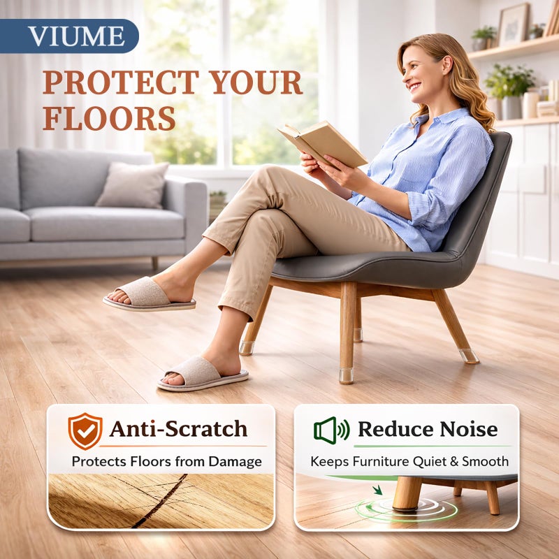 VIUME 24 Pcs Chair Leg Floor Protectors for Hardwood Floors Silicone Covers to Protect Wood Tile Floors Scratches Felt Pads Furniture Leg Caps No Noise (Fit:0.5"-0.78") - Image 2