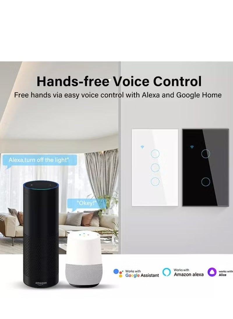 Tuya Smart Zigbee 3 Gang Light Touch Switch Works with Amazon Alexa and Google Home