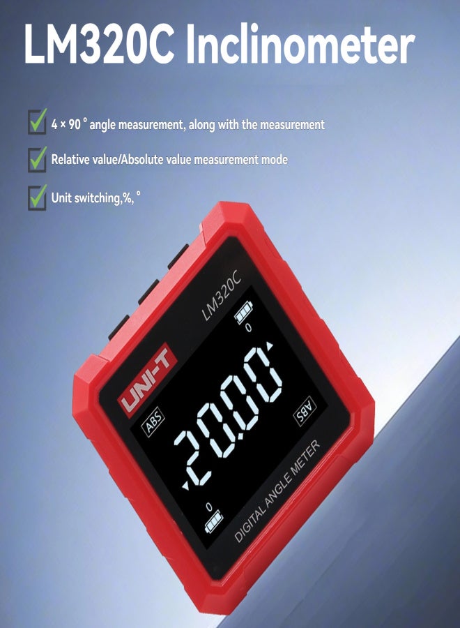 UNI-T Digital Inclinometer LM320C Magnetic Angle Meter Level Gauge 4x90° Protractor Goniometer Tool - Image 5