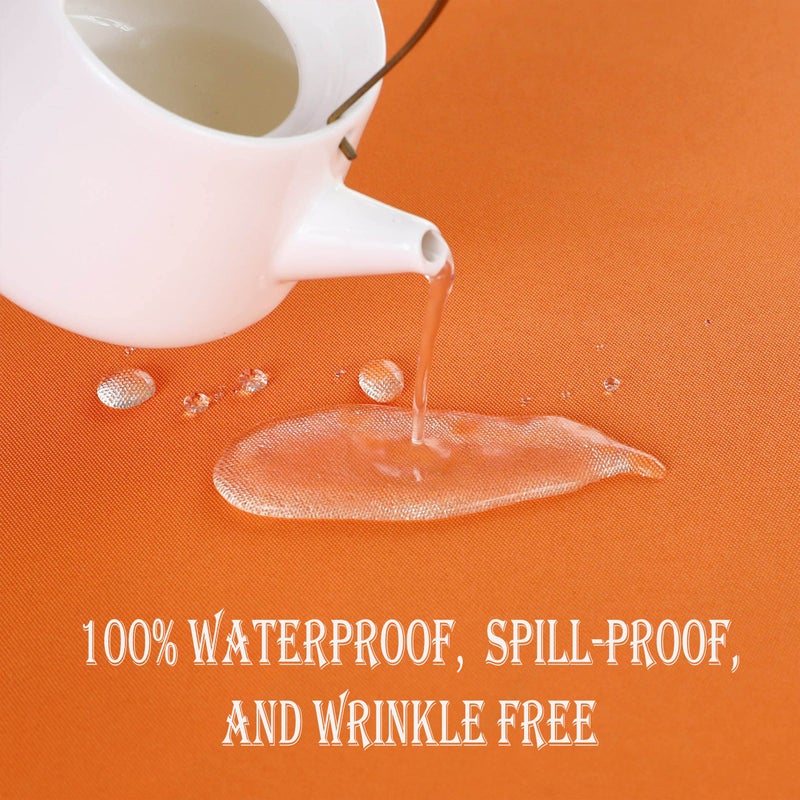 KAIPHO Orange Round Tablecloth Waterproof Stain Resistant Wrinkle Free Table Cloth 210GSM Polyester Washable Wipeable Table Cover for Party, Banquet, Wedding, Indoor and Outdoor use (48 inch, Circle) - Image 4