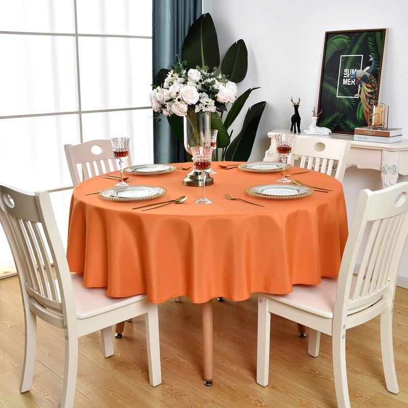 KAIPHO Orange Round Tablecloth Waterproof Stain Resistant Wrinkle Free Table Cloth 210GSM Polyester Washable Wipeable Table Cover for Party, Banquet, Wedding, Indoor and Outdoor use (48 inch, Circle) - Image 1