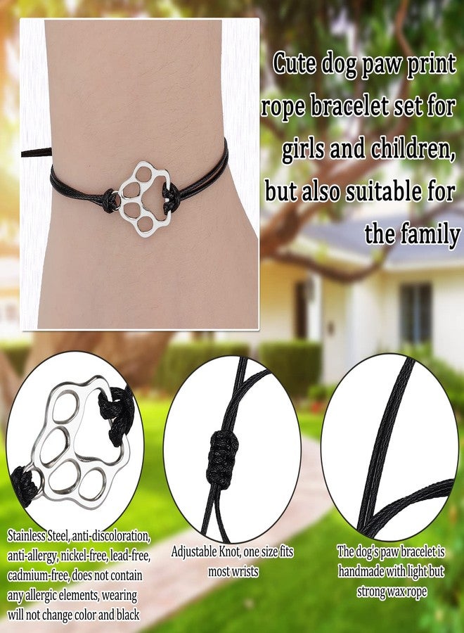 PLwelth Puppy Dog Bracelet for Women Men Friendship Gift for Best Friends Couple Dog Memorial Gift Adjustable String Paw Print Charm Pet Bracelet for Women Men Pet Lover Loss Sympathy Gifts - Image 2