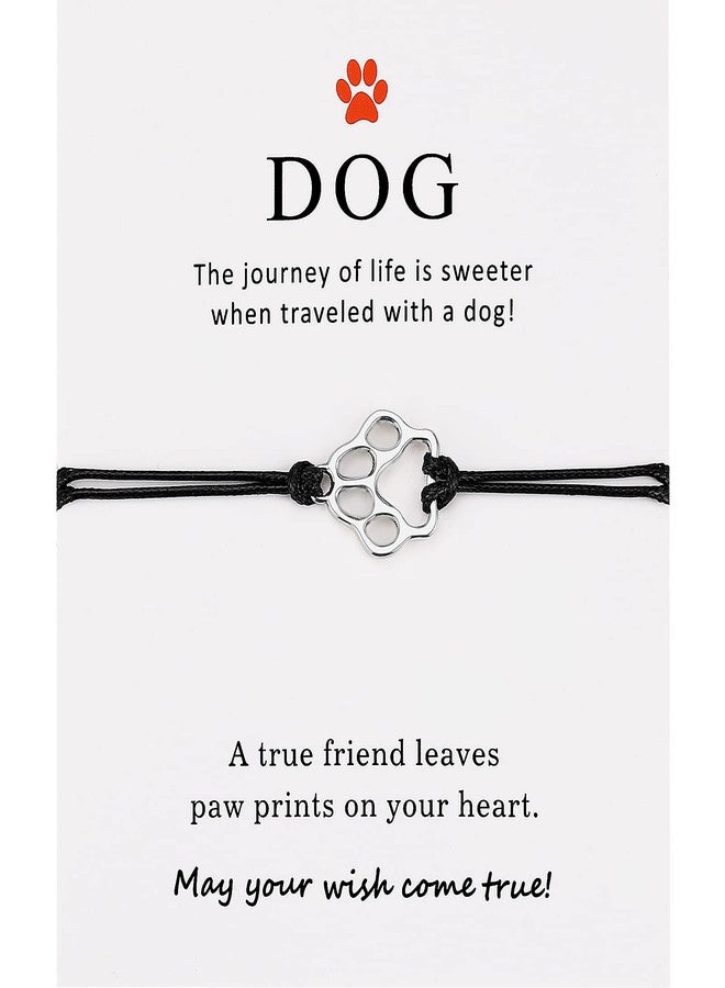 PLwelth Puppy Dog Bracelet for Women Men Friendship Gift for Best Friends Couple Dog Memorial Gift Adjustable String Paw Print Charm Pet Bracelet for Women Men Pet Lover Loss Sympathy Gifts - Image 1