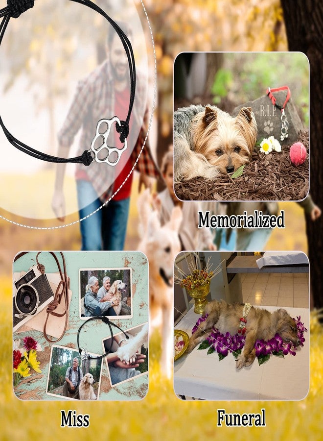 PLwelth Puppy Dog Bracelet for Women Men Friendship Gift for Best Friends Couple Dog Memorial Gift Adjustable String Paw Print Charm Pet Bracelet for Women Men Pet Lover Loss Sympathy Gifts - Image 3