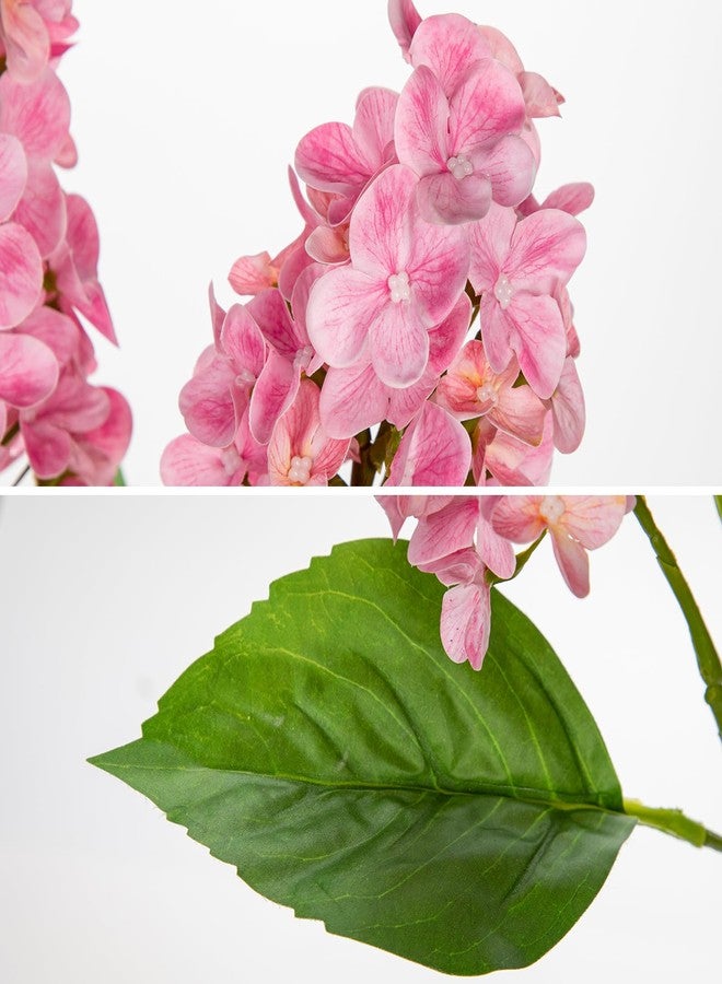 Arborus Artificial Hydrangea Flowers Real Touch - 3PCS 24.8" Faux Cone Hydrangea Stems for Tall Vases, Home Décor, Wedding Centerpieces, Floral Arrangements - Soft Pink - Image 4