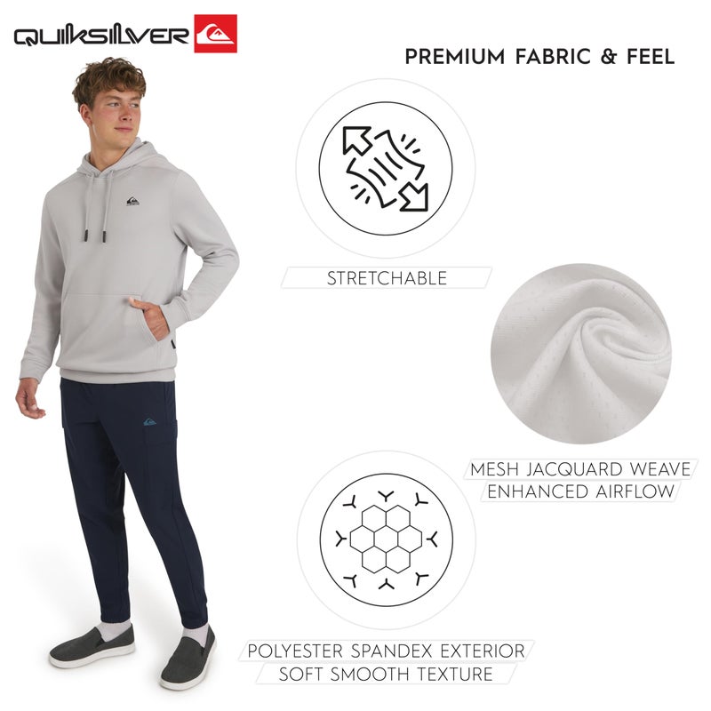 Quiksilver Men's Regular Fit Active Performance Heavyweight Jacquard Mesh and Polar Fleece Pullover Hoodie, Micro Chip, Small - Image 5