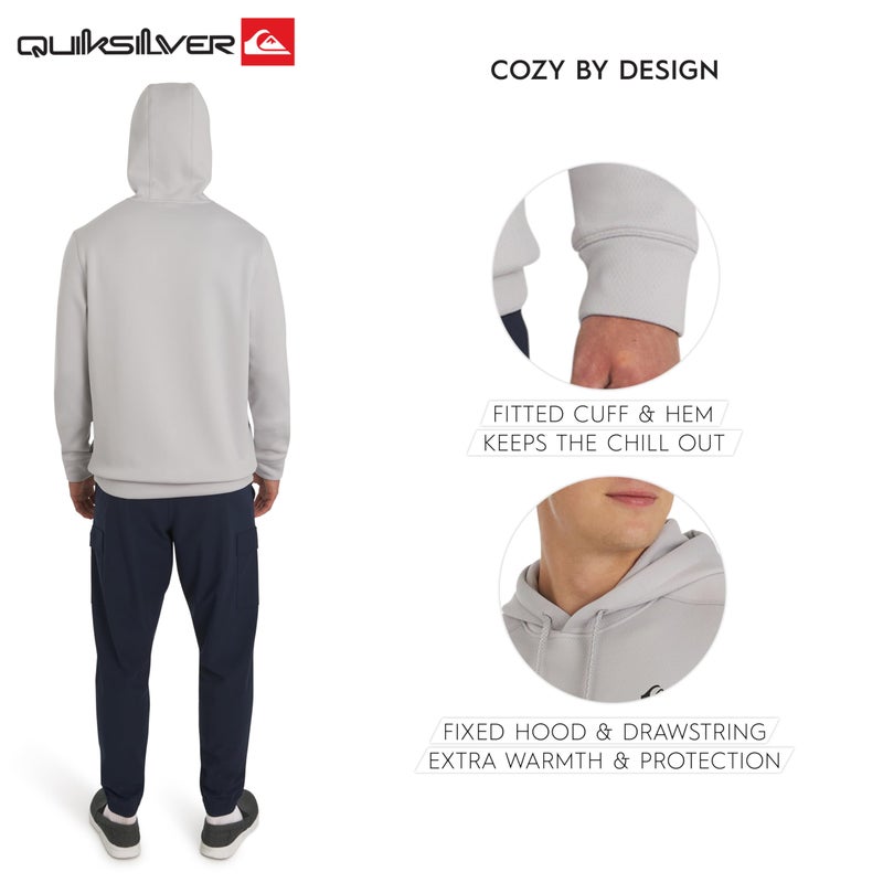 Quiksilver Men's Regular Fit Active Performance Heavyweight Jacquard Mesh and Polar Fleece Pullover Hoodie, Micro Chip, Small - Image 4