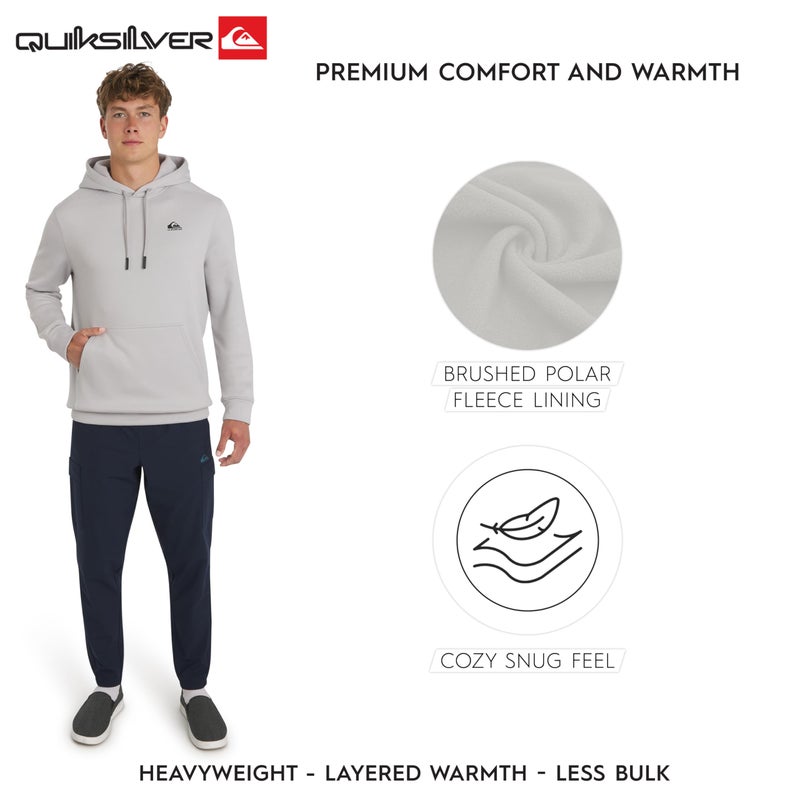 Quiksilver Men's Regular Fit Active Performance Heavyweight Jacquard Mesh and Polar Fleece Pullover Hoodie, Micro Chip, Small - Image 3