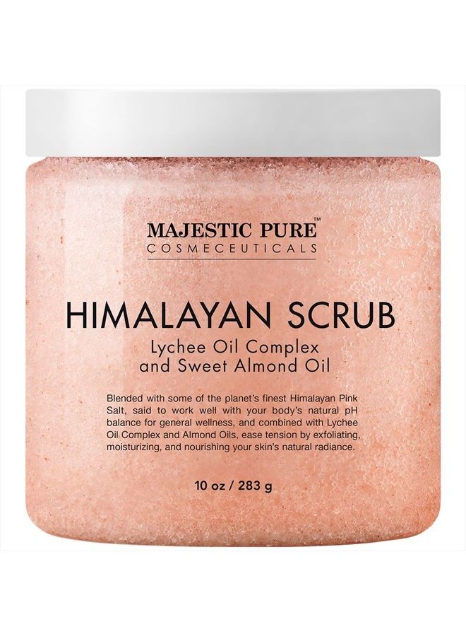 Majestic Pure Himalayan Salt Body Scrub with Lychee Oil, Exfoliating Salt Scrub to Exfoliate & Moisturize Skin, Deep Cleansing - 10 oz  - Image 1