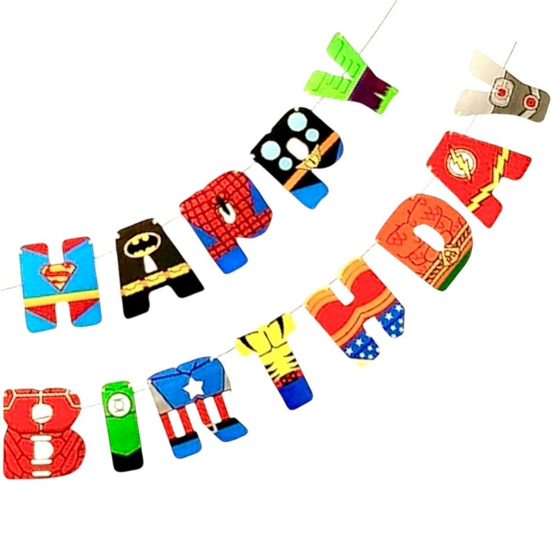 MANGO FAM Birthday Banner For Superhero ThemeHappy Birthday Banner For Superhero Birthday Party DecorationsBanner For Superhero Birthday Party Supplies - Image 2