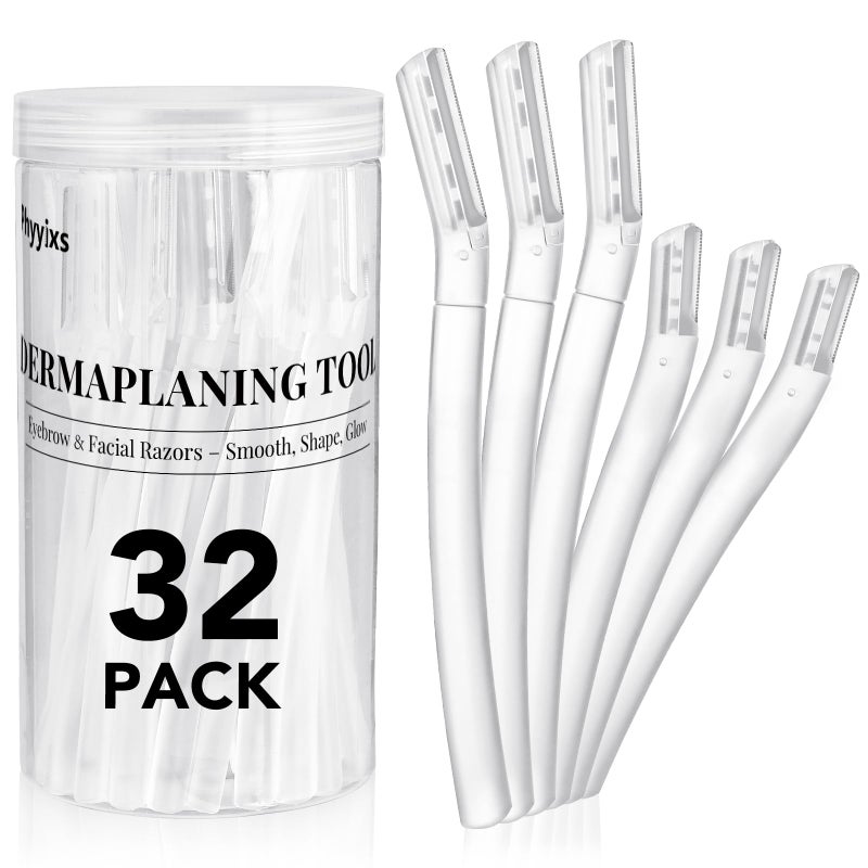Phyyixs 32Pack Face Razors for Women Dermaplane Eyebrow Razor Set 24 Long 8 Short Precision Blades for Peach Fuzz Removal Gentle Exfoliation Ideal for Stocking Stuffers Clear - Image 3
