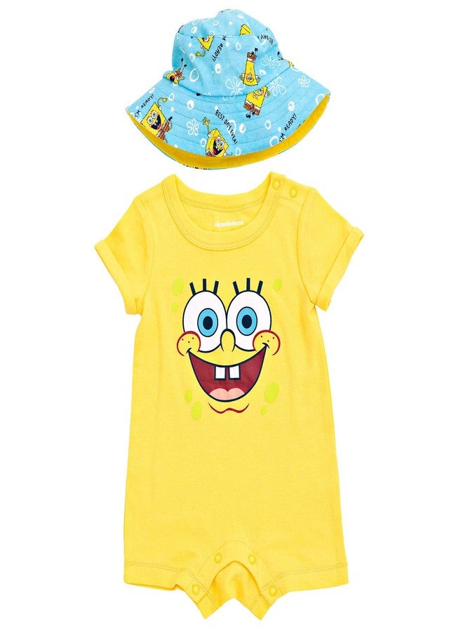 SpongeBob SquarePants Newborn Baby Boys Romper and Hat Yellow/Blue 6-9 Months - Image 1