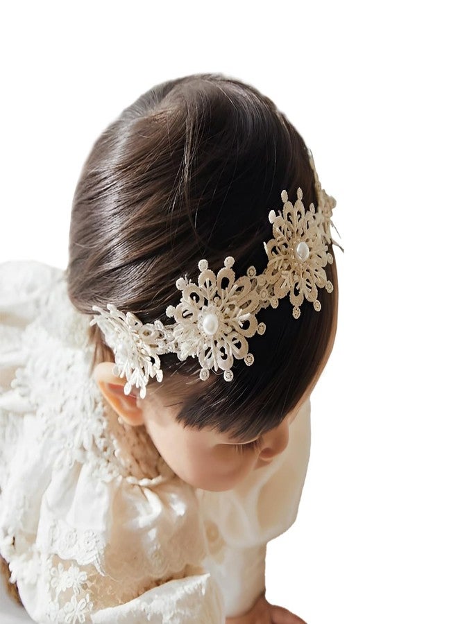 SYGA Baby Girl's Flower Headband Soft & Stretchable Fabric Hairband for Infants, Toddlers, Little Princesses (0-3 Years Cream) - Image 4