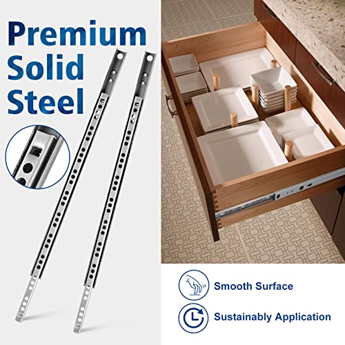 Masendelk 2pcs Ball Bearing Drawer Slides 13.5 Inch / 342mm, 2 Fold Metal Drawer Tracks, Two Way Slide Track Rail Glides with Mounting Screws - 0.67 Inch Wide - Image 3
