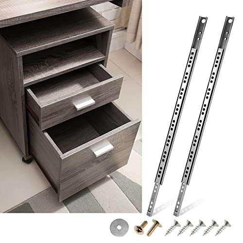 Masendelk 2pcs Ball Bearing Drawer Slides 13.5 Inch / 342mm, 2 Fold Metal Drawer Tracks, Two Way Slide Track Rail Glides with Mounting Screws - 0.67 Inch Wide - Image 1