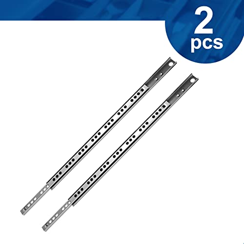 Masendelk 2pcs Ball Bearing Drawer Slides 13.5 Inch / 342mm, 2 Fold Metal Drawer Tracks, Two Way Slide Track Rail Glides with Mounting Screws - 0.67 Inch Wide - Image 2
