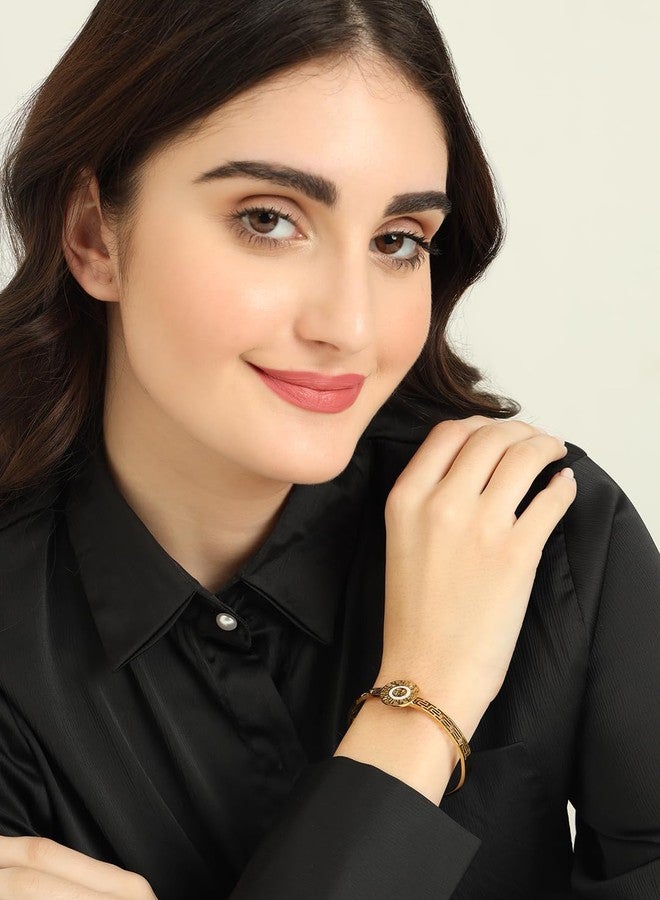 STYOLLO Stylish Golden Anti Tarnish Bracelet Kada For Women & Girls with American Diamonds | Premium Anti Tarnish Bangles Bracelet Jewellery | Gift, Couples, Girlfriend, Women-ANT-Gold-5-TreeMaze - Image 3