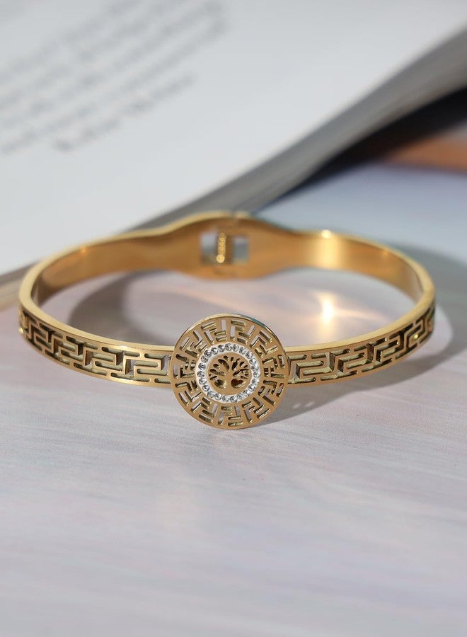 STYOLLO Stylish Golden Anti Tarnish Bracelet Kada For Women & Girls with American Diamonds | Premium Anti Tarnish Bangles Bracelet Jewellery | Gift, Couples, Girlfriend, Women-ANT-Gold-5-TreeMaze - Image 5