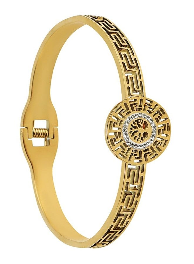 STYOLLO Stylish Golden Anti Tarnish Bracelet Kada For Women & Girls with American Diamonds | Premium Anti Tarnish Bangles Bracelet Jewellery | Gift, Couples, Girlfriend, Women-ANT-Gold-5-TreeMaze - Image 1