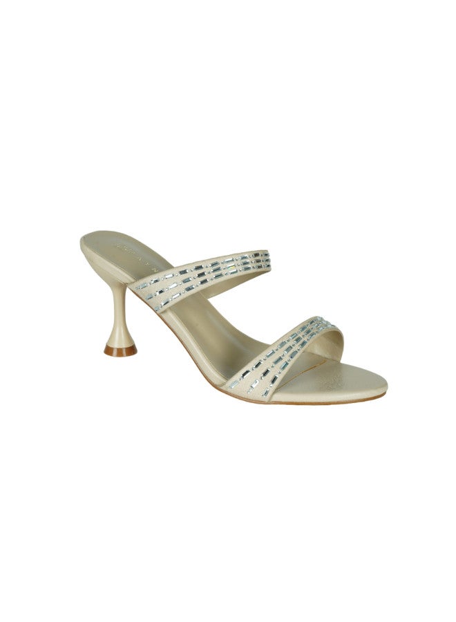 ZAYNA زينا حذاء نسائي بكعب متوسط سهل الارتداء بيج - Image 1