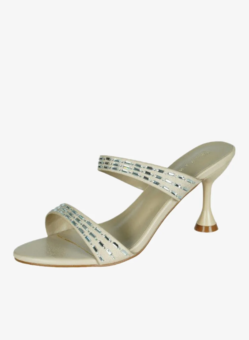 Zayna Beige 221-71 Zayna Ladies  Fashion Mid Heel Slip on 8TV95-12 Beige for Women | Best Price UAE